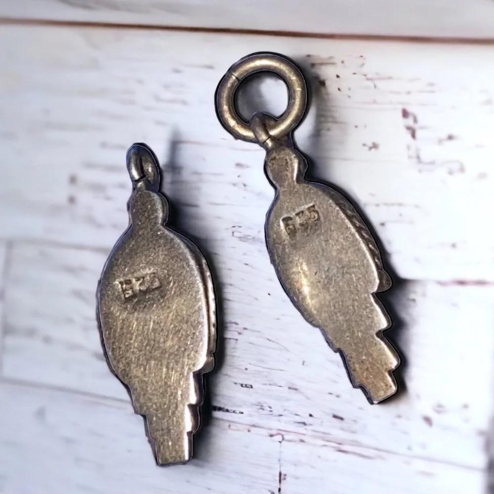 2 Labradorite Findings Charms Pendants Moonstone Sterling Silver - Picture 3 of 3